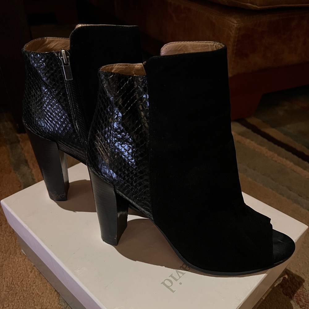 Black Suede Open Toed Booties Charles David - image 3